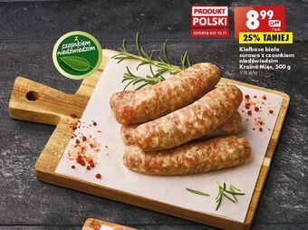 Biedronka Kiełbasa biała surowa z czosnkiem niedźwiedzim kraina mięs oferta