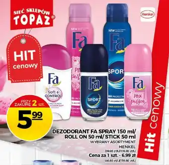 Topaz Dezodorant Fa Spray 150ml/ roll on 50ml/ Stick 50ml oferta