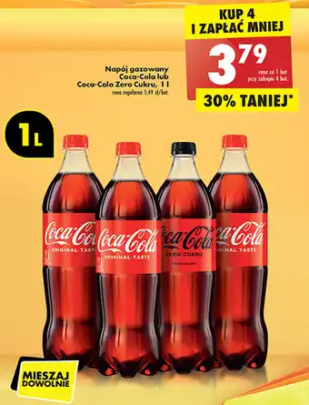 Biedronka coca-cola napój gazowany lub coca-cola zero cukru 1l oferta