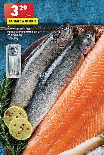 Biedronka marinero świeży pstrąg tęczowy patroszony 100g oferta