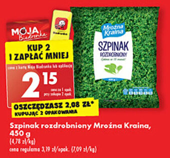 Biedronka mroźna kraina szpinak rozdrobniony, 450g oferta