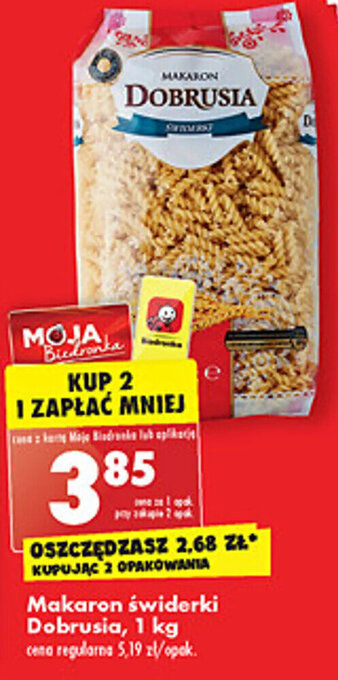 Biedronka Dobrusia makaron świderki 1kg oferta