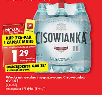 Biedronka Cisowianka woda mineralna niegazowana 6x1,5l oferta