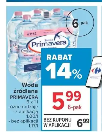 Carrefour Market Woda źródlana Primavera 6x1l oferta