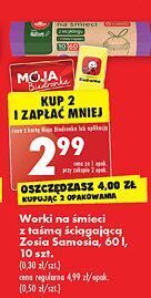 Biedronka Worki na śmieci 60 l z taśmą ściągającą mocne zosia samosia oferta