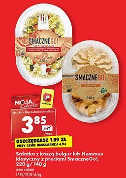Biedronka Sałatka bulgur z sosem pomidorowo-paprykowym czerwoną fasolą & hummus paprykowy smacznego! oferta