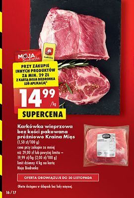 Biedronka Karkówka wieprzowa bez kości kraina mięs oferta