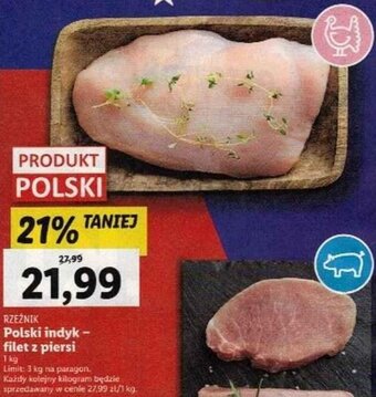 Lidl Rzeźnik, polski indyk - filet z piersi, 1kg oferta