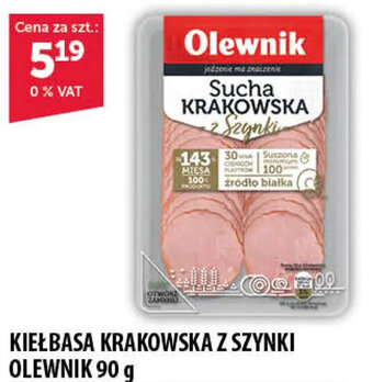 Eurocash Olewnik, kiełbasa krakowska z szynki, 90g oferta