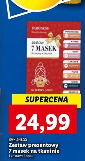 Lidl Zestaw masek na płachcie 7 dni tygodnia baroness oferta