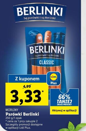 Lidl Parówki classic morliny berlinki oferta