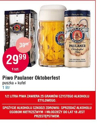 E.Leclerc Piwo + kufel paulaner oktoberfest bier oferta