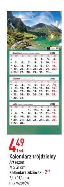E.Leclerc Kalendarz trójdzielny 71 x 31 cm artsezon oferta