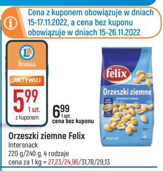 E.Leclerc Orzeszki ziemne smażone i solone felix oferta