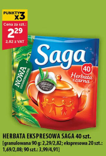 Saga, herbata ekspresowa, 40szt