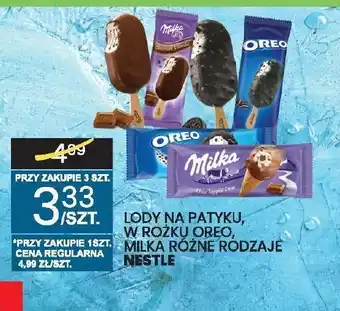 Wafelek Lody na patyki/w rożku Oreo lub Milka oferta