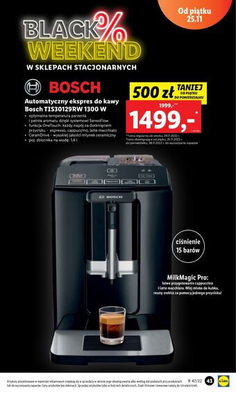 Lidl Automatyczny ekspres do kawy bosch 1300w oferta