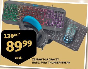 Auchan Zestaw dla gracza thunderstreak: klawiatura + mysz słuchawki podkładka fury oferta