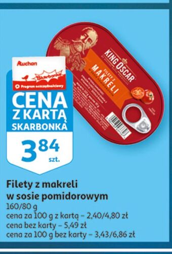 Auchan Filety z makreli w sosie pomidorowym king oscar oferta
