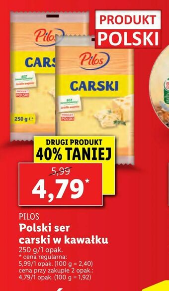 Lidl Polski ser carski w kawałku oferta