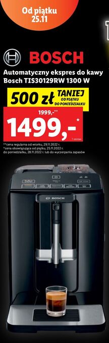 Lidl Ekspres ciśnieniowy verocup 100 tis30129rw bosch oferta