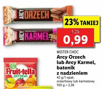 Lidl Arcy Orzech lub Arcy Karmel, batonik z nadzieniem oferta