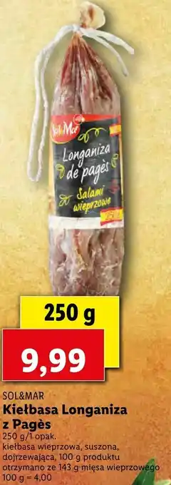 Lidl Kiełbasa Longaniza z Pagès oferta