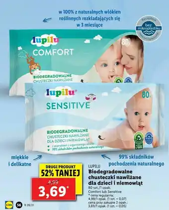 Lidl Biodegradowalne chusteczki nawilżane dla dzieci i niemowląt oferta