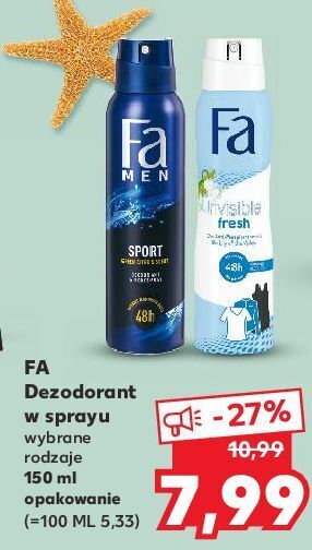 Kaufland Dezodorant fa invisible fresh oferta