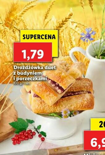 Drożdżówka duet z budyniem i porzeczkami