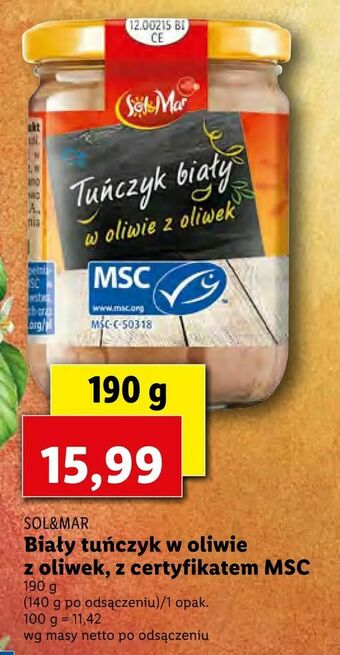 Lidl Biały tuńczyk w oliwie z oliwek, z certyfikatem MSC oferta