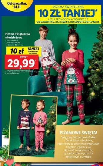 Lidl Piżama młodzieżowa świąteczna 134-164 oferta