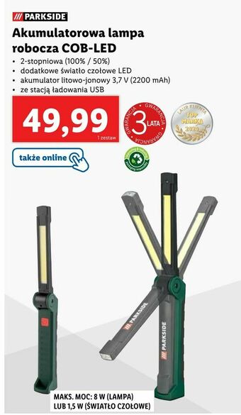 Lidl Akumulatorowa lampa robocza COB-LED oferta