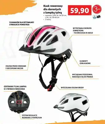 Lidl Kask rowerowy dla dorosłych z lampką tylną oferta