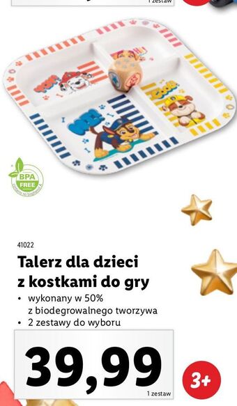 Lidl Talerz dla dzieci z kostkami do gry oferta