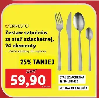 Lidl Zestaw sztućców ze stali szlachetnej, 24 elementy oferta