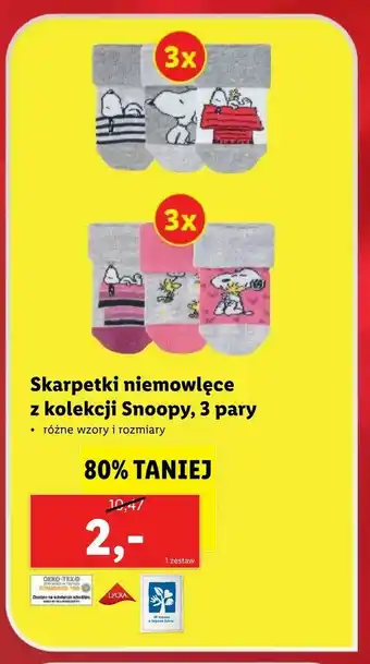 Lidl Skarpetki niemowlęce z kolekcji Snoopy, 3 pary oferta