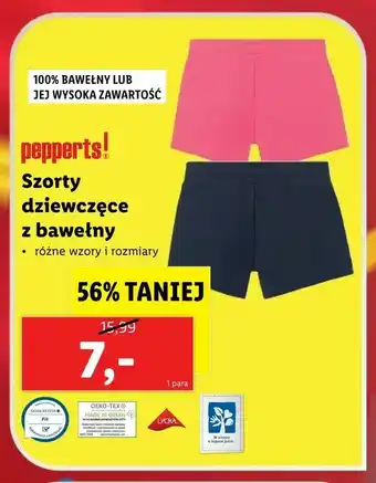 Lidl Szorty dziewczęce z bawełny oferta
