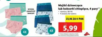Lidl Majtki dziewczęce lub bokserki chłopięce, 4 pary oferta