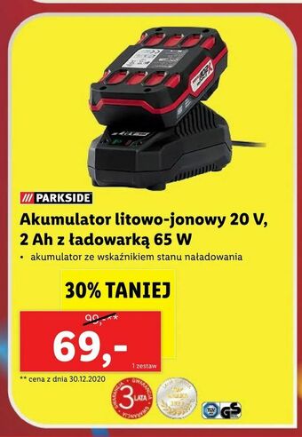 Lidl Akumulator litowo-jonowy 20 V, 2 Ah z ładowarką 65 W oferta