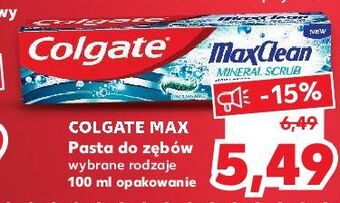 Kaufland Pasta do zębów mineral scurb colgate max clean oferta