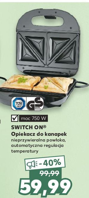 Kaufland Opiekacz do kanapek 750 w switch on oferta