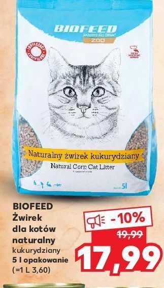 Kaufland Żwirek dla kota kukurydziany biofeed oferta