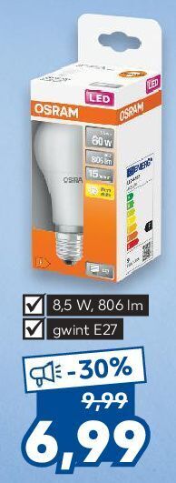 Kaufland Żarówka led 8.5 w e 27 osram oferta
