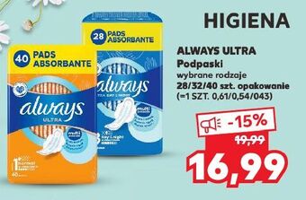 Kaufland Podpaski night always ultra 100% protection oferta