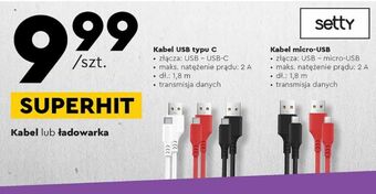 Biedronka Kabel micro-usb 1.8 m setty oferta