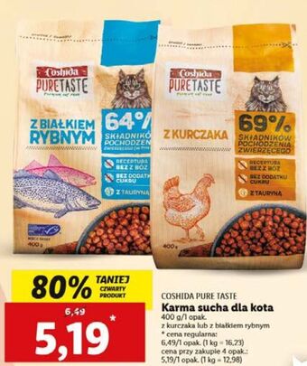 Lidl Karma dla kota z białkiem rybnym coshida pure taste oferta