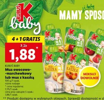 Lidl Mus jabłko-truskawka-marchew kubuś baby oferta