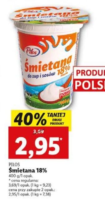 Lidl Śmietana 18 % pilos oferta