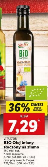 Lidl Olej lniany bio vita d'or oferta
